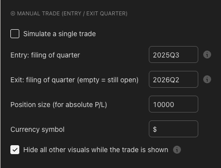 13F Filing Tracker: Haltephasen und Einzeltrade eingeben