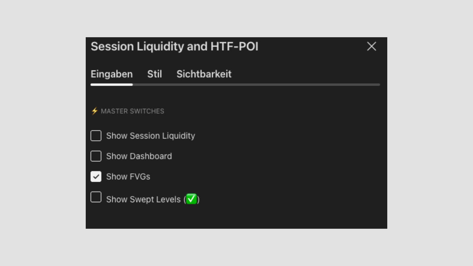 Session Liquidity: Master Switches